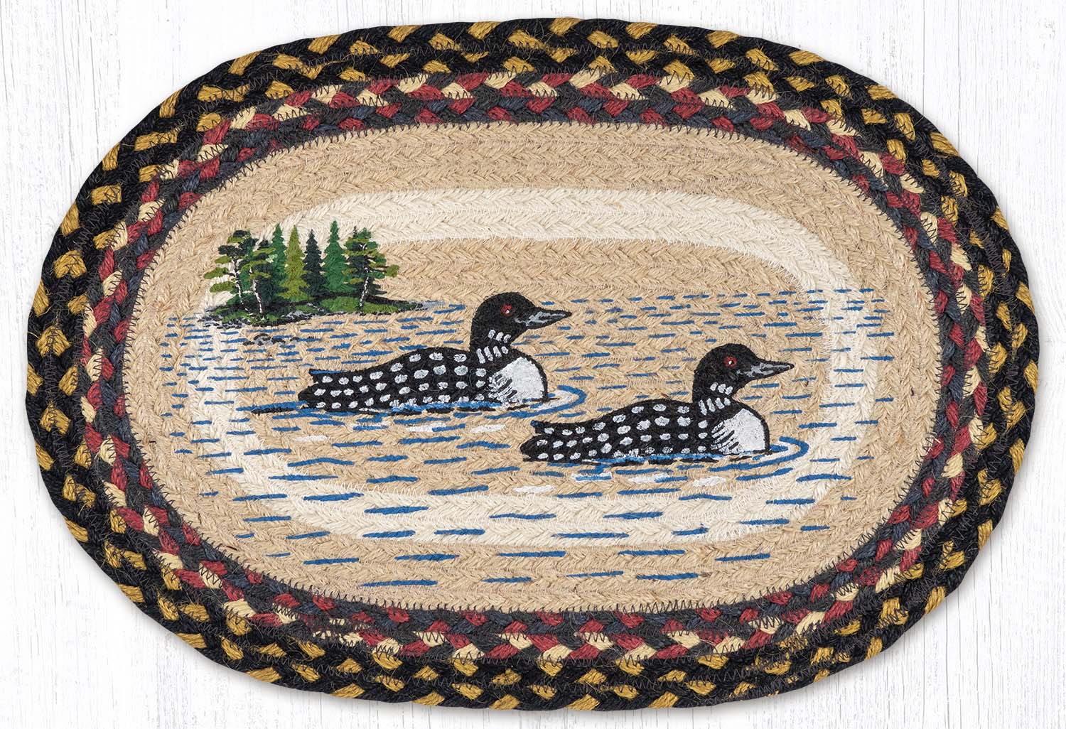 48-043LP.jpg PM-OP-43 Loon Patch Oval Placemat 13"x19" - Image 1