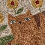 Cheshire Cat Hooked Rug 2x3 | Primitive Floral Accent Rug - Image 3