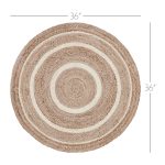 Natural & Creme Jute Rug w/ Pad 3ft Round - Image 4