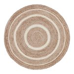 Natural & Creme Jute Rug w/ Pad 3ft Round - Image 2