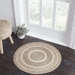 Natural & Creme Jute Rug w/ Pad 3ft Round - Image 3