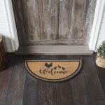 Down Home Hen & Chicks Coir Welcome Rug Half Circle 16.5x33