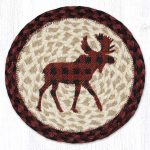 MSPR-864 Red Plaid Moose Printed Round Trivet 10"x10"