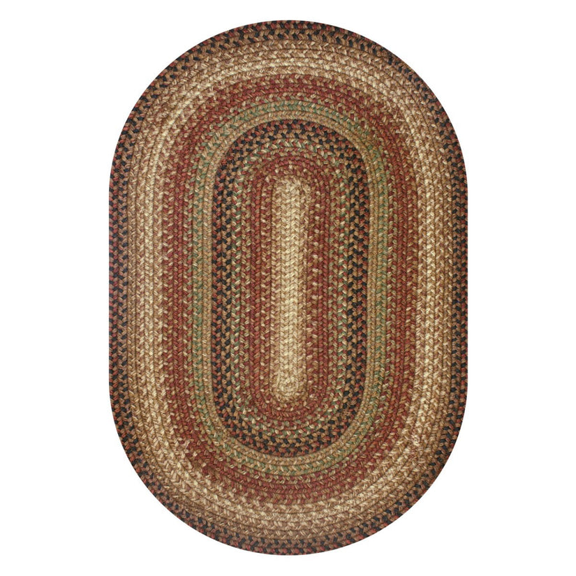 gingerbread_brown_deep_red_oval_jute_braided_rug-silo.jpg 27x45 Gingerbread Oval Braided Jute Rug – Rustic Primitive Accent - Image 1